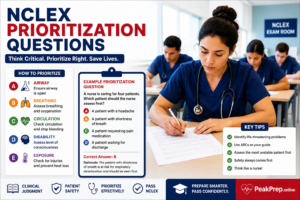 NCLEX prioritization questions for nursing students.